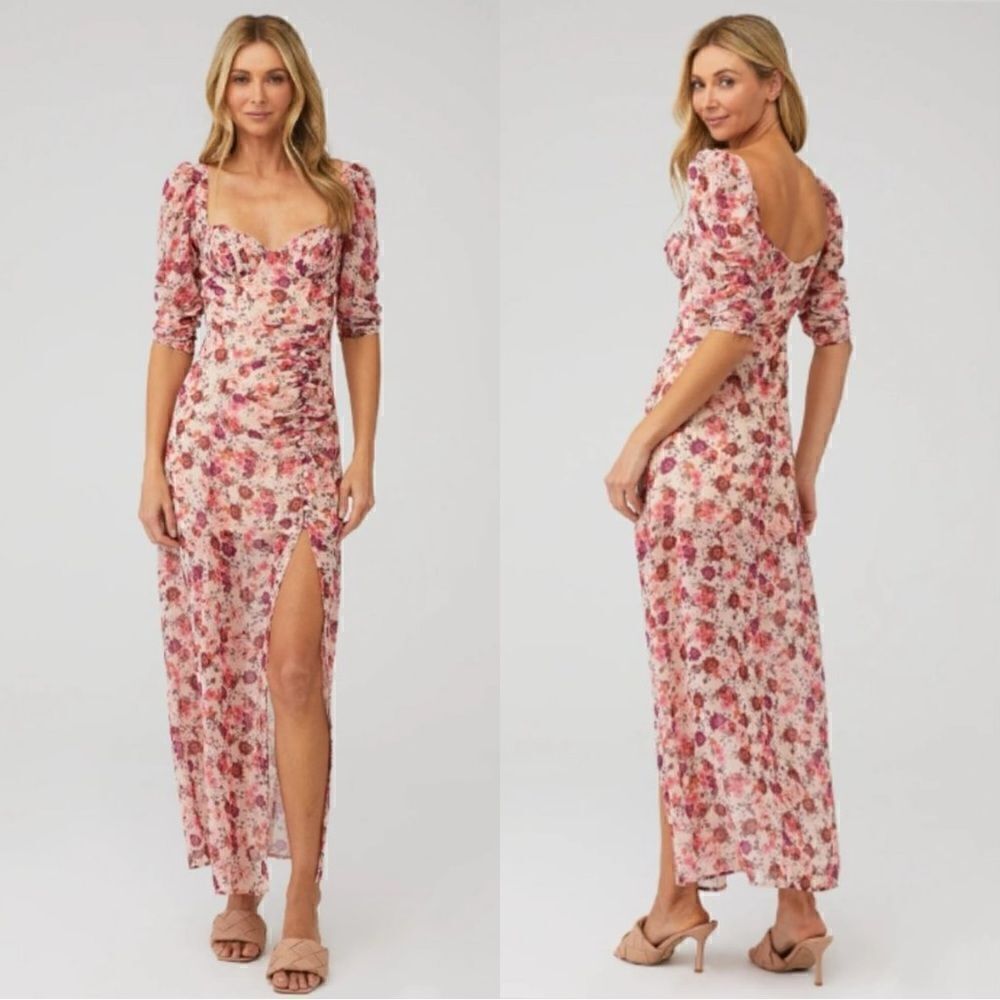 For Love And Lemons Pink Floral Maxi Dress